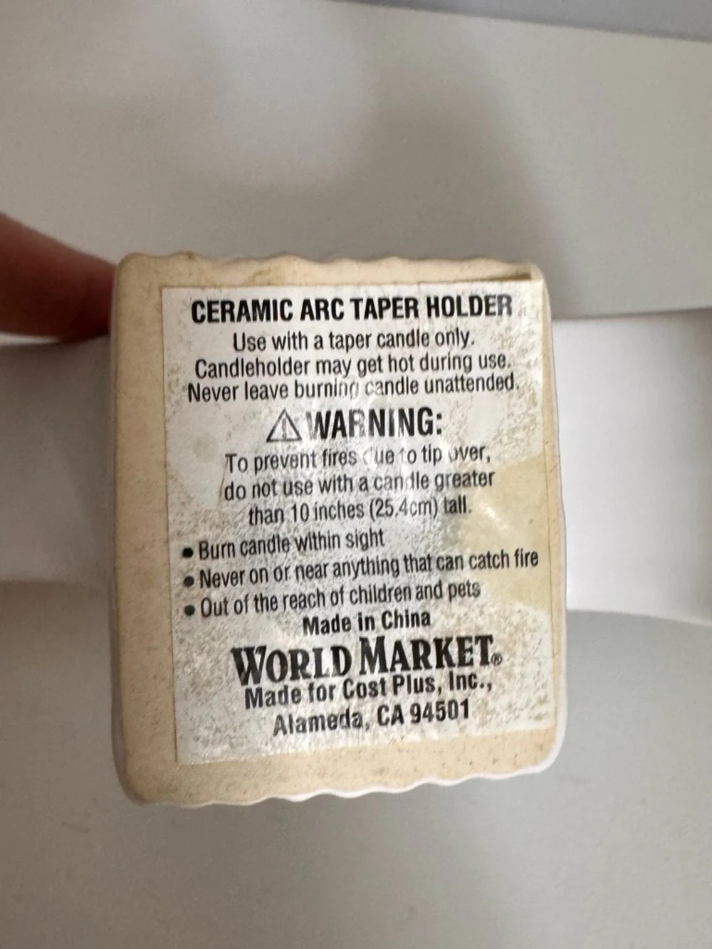 World Market White Ceramic Rainbow Arc Taper Candle Holder Boho Modern Decor